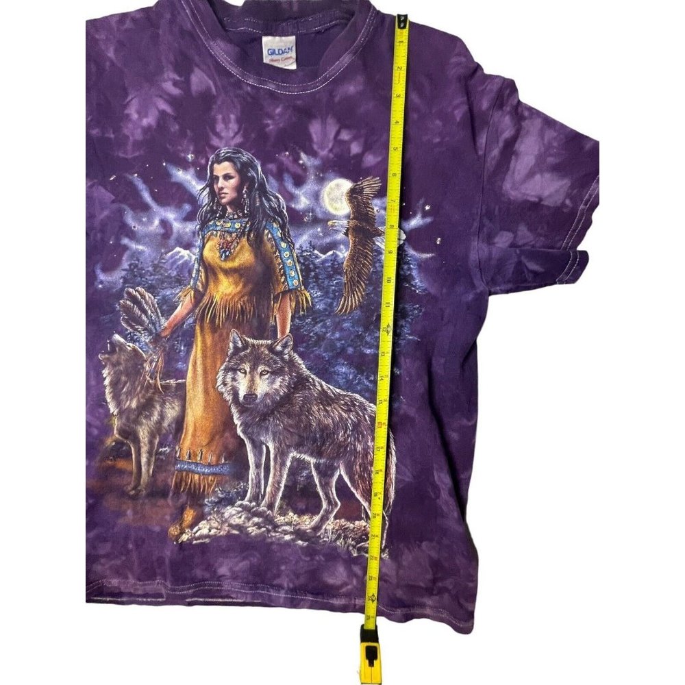 Wolf Nature Tee Shirt Purple Tie Dye Navajo Indian Eagle Woman Native American - Picture 3 of 5